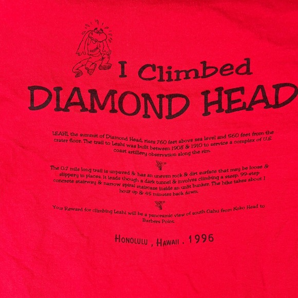 VTG I Climbed Diamond‎ Head T Shirt Fits Large Honolulu Hawaii 1996 Volcano USA - Picture 4 of 7